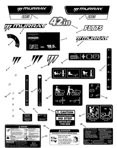 Decal Group Diagram and Parts List for 7800370-FLT185420 2008 Briggs and Stratton Lawn Tractor